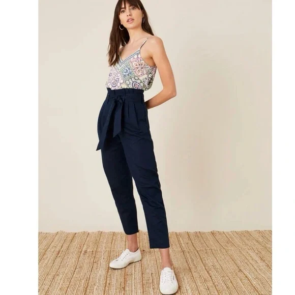 Sezane Austin Drapey Paperbag High Waisted Trousers Sz -2 Preppy Work Academia - Picture 3 of 16